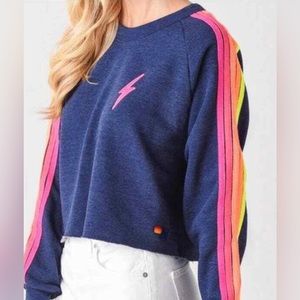 Adult XS Navy Aviator Nation Cropped Crew Sweatshirt!
